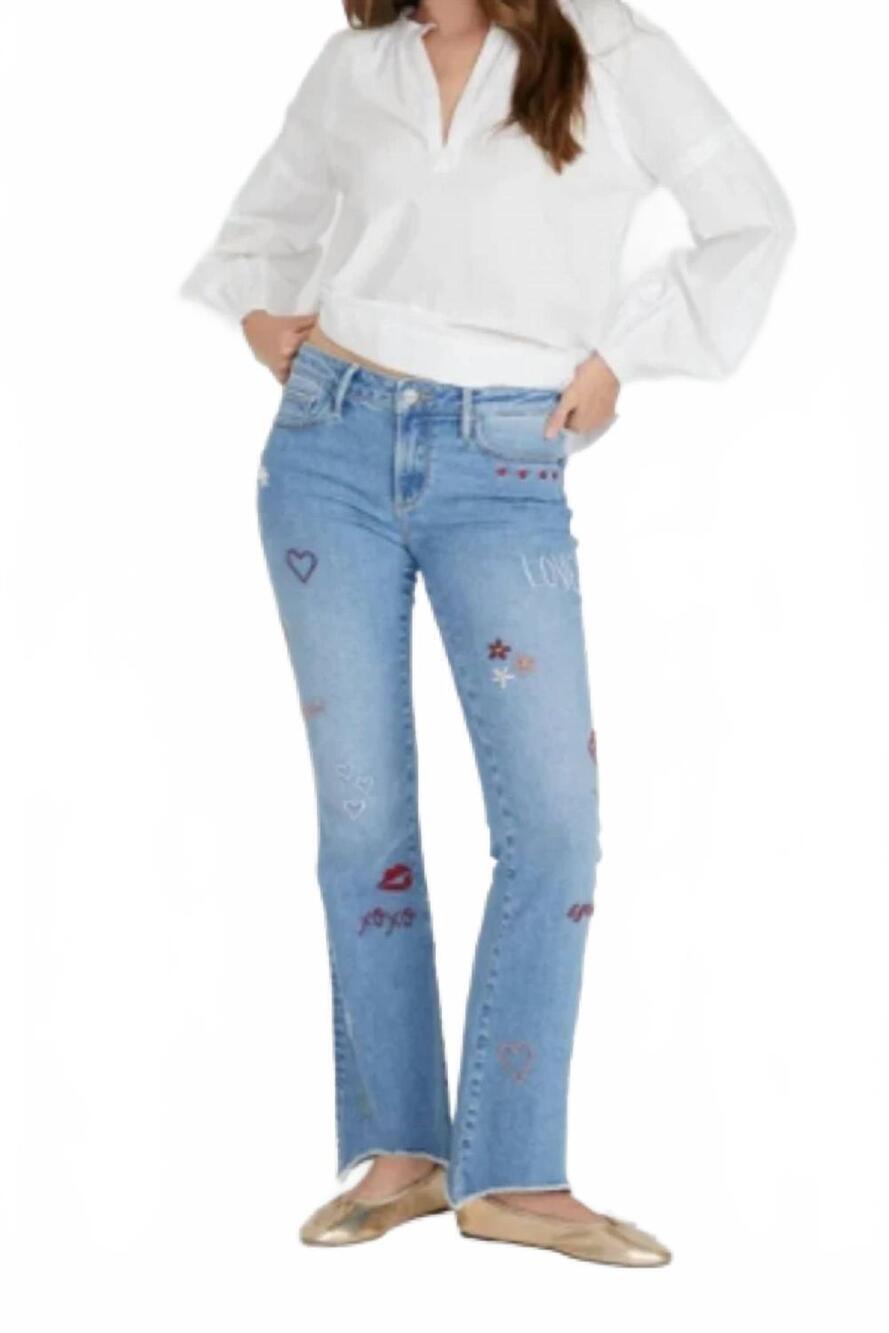 NEW DRIFTWOOD eva boot cut love notes jeans in blue